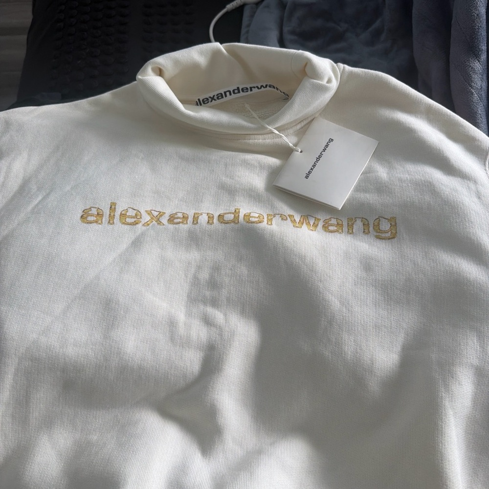 Alexander Wang Kids Cream Sweatshirt with Gold Logo